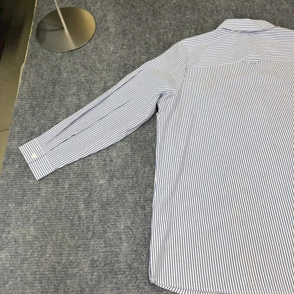 Quaker Factory by Jeanne Bice‎ XL Blue White Stripe Embroidered Sunflower Shirt - Picture 14 of 16